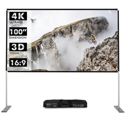 Costway 100'' Projector Screen w/ Stand 16:9 HD 4K Indoor Outdoor Projection Movie Screen