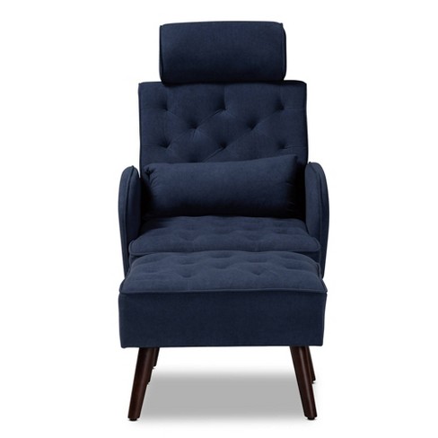 Navy velvet discount chair and ottoman