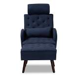 Set of 2 Haldis Velvet Fabric Upholstered and Wood Lounge Chair and Ottoman - Baxton Studio