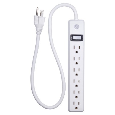 General Electric 6 Outlet Power Strip Black/White