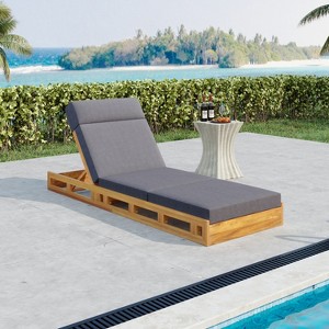 Christopher Knight Home Moreno Outdoor Acacia Wood Adjustable Chaise Lounge with Water-Resistant Cushion - 1 of 4
