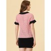 Allegra K Women's Contrast Doll Collar Polka Dots Short Sleeves Blouse - 4 of 4