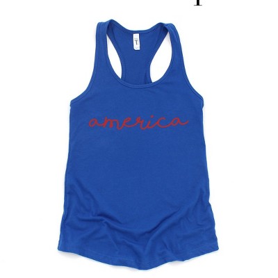 Simply Sage Market Women's America Cursive Racerback Graphic Tank