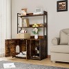 Litter Box Enclosure w/2 Storage Shelves Hidden Cat Litter Box Furniture w/Scratch Pad Indoor Cat House Kitty Box Washroom Cat Bookshelf Cabinet - 3 of 4