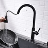Gulches Touch-On Kitchen Faucet with Pull Down Sprayer Single Handle Brass Touch Activated Kitchen Sink Faucet with 2-Way Pull Out Sprayer, Black - 2 of 4