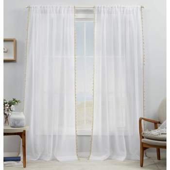 Set of 2 Tassels Sheer Rod Pocket Window Curtain Panel - Exclusive Home