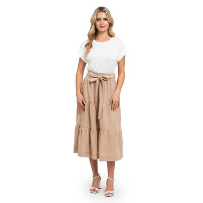 August Sky Women's T-shirt Twofer Maxi Dress