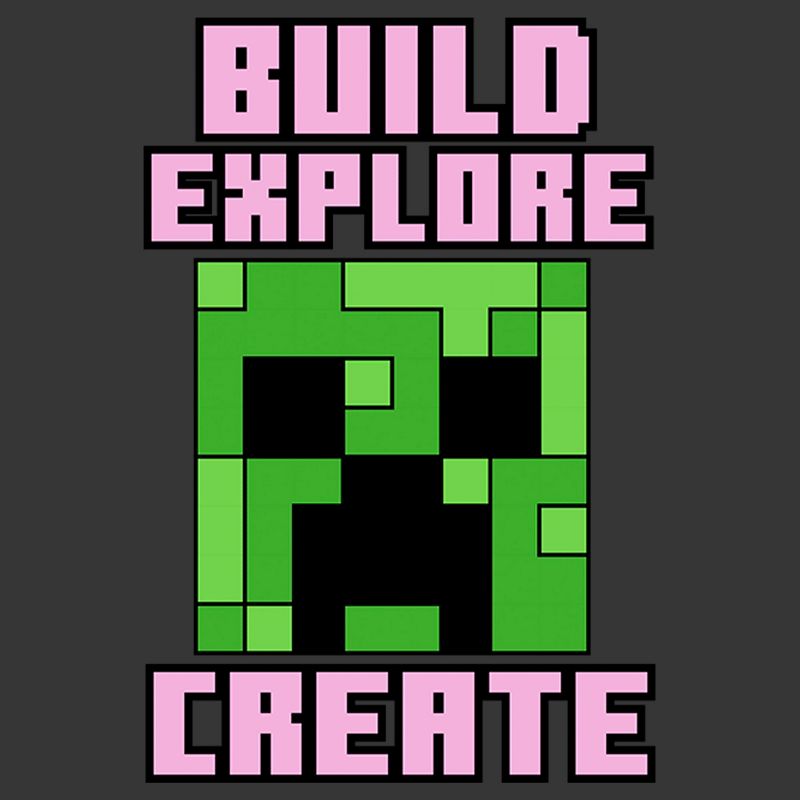 Boy's Minecraft Creeper Face Build Explore Create T-Shirt, 2 of 6