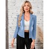 Clearlove Women's Denim Short Blazer Long Sleeve Open Front Lapel Neck Business Casual Slim Fit Cardigan Jacket - 2 of 4
