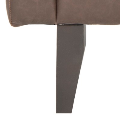 Antique Brown Faux Leather Lawson Accent Chair with Birch Wood Legs
