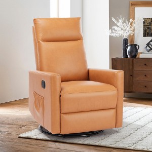 JIONJOY Manual Recliner Chair with Swivel & Glide - 3-Position Rocking Recliner, Easy Assembly Living Room Armchair with Storage Pocket - 1 of 4