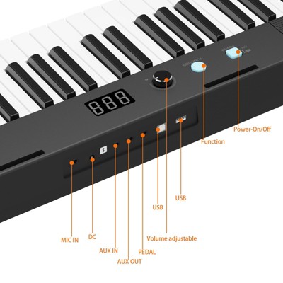 61-Key Semi-Weighted Portable Keyboard  – Black Piano , Power Adapter – Ideal for Beginners & Home Use