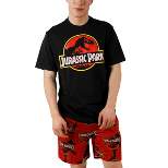 Jurassic Park Logo Men’s Crew Neck Short Sleeve Tee & Lounge Shorts Combo Set