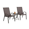 FIONECA 3-Piece Outdoor Patio Set with Folding Chairs and Steel-Top Table, Brown Breathable Textilene Fabric Camping Chairs - 4 of 4