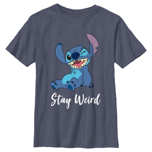 Boy's Lilo & Stitch Stay Weird Stitch T-shirt - Navy Blue Heather ...