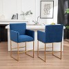 SEYNAR Mid Century Modern Velvet Accent Armrest 27-inch Tall Bar Stool Set of 2 with Metal Frame - 2 of 4