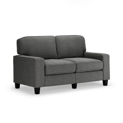 Gray Microfiber Track Arm Loveseat with Removable Cushions