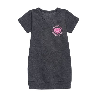 - Barbie - Campus Club Graphic Short Sleeve Fleece Dress
