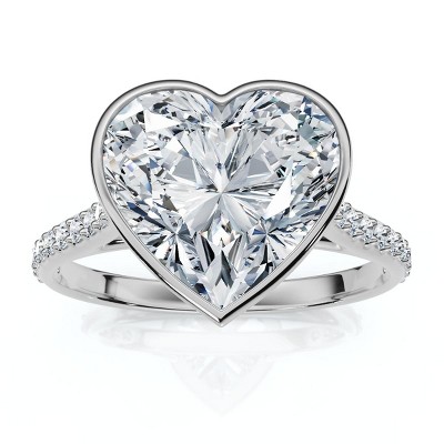 Pompeii3 Certified 2 1/5Ct TW Heart Shape Diamond Engagement Ring 14k Grown Lab Created