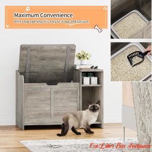 PrecisionAuto Discreet Extra Large Cat Litter Box Enclosure Stylish Wood End Table w/Top Door, Storage Shelf, Mat & Cushion | Dog Proof - 1 of 4
