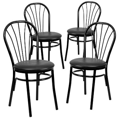 Flash Furniture 4 Pack HERCULES Series Fan Back Metal Chair - Vinyl Seat