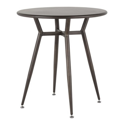 Vynxaria Clara Industrial Round Dinette Table in Vintage White & Espresso Bamboo