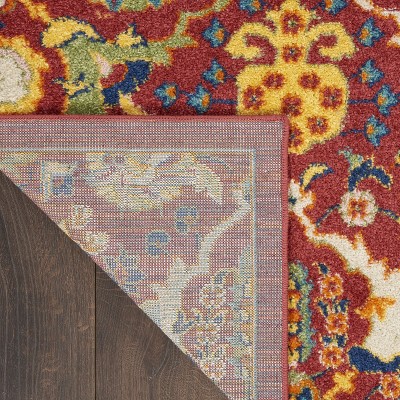 Allur Red Multicolor Floral Synthetic 27" Area Rug