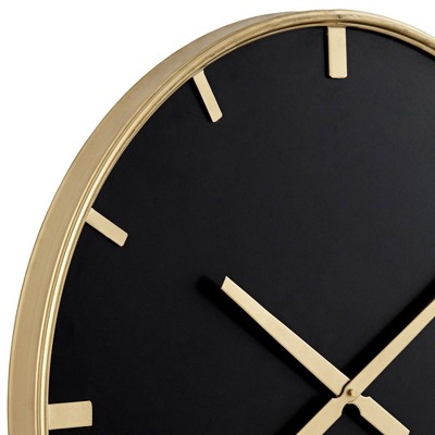 Canterbury 23.5" Gold and Glossy Black Round Wall Clock