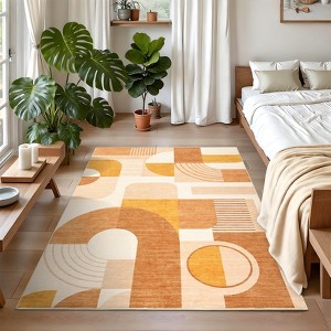 Area Rug Modern Geometric Abstract Rug Bedroom Ultra-Thin Soft Low Pile Large Carpet Living Room Non Slip Dining Room - 1 of 4