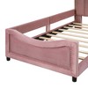 MAYEERTY Twin Size Upholstered Daybed, Rabbit Ear Headboard, Kids Bedroom, Pink - 4 of 4