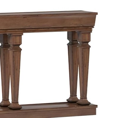 72" Oak Wood Console Table with Storage Shelf