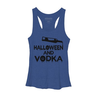 Women's Design By Humans Halloween and Vodka By melcu Racerback Tank Top