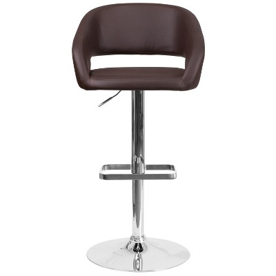 Erik Brown Vinyl Adjustable Swivel Barstool with Chrome Base