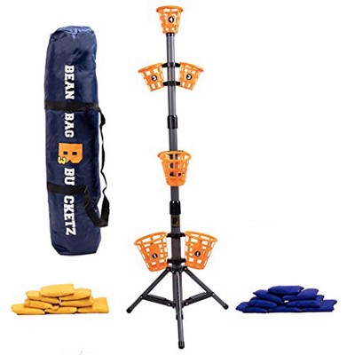 Outdoor Bean Bag Toss Game Set with Orange Buckets