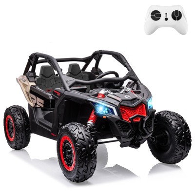 2 Seater Ride on UTV Car, Electric Off-Road Car, 4WD Kids Truck Remote Control, 2 * 24V 7AH BatteriesSpring Suspension, Toys for Kids