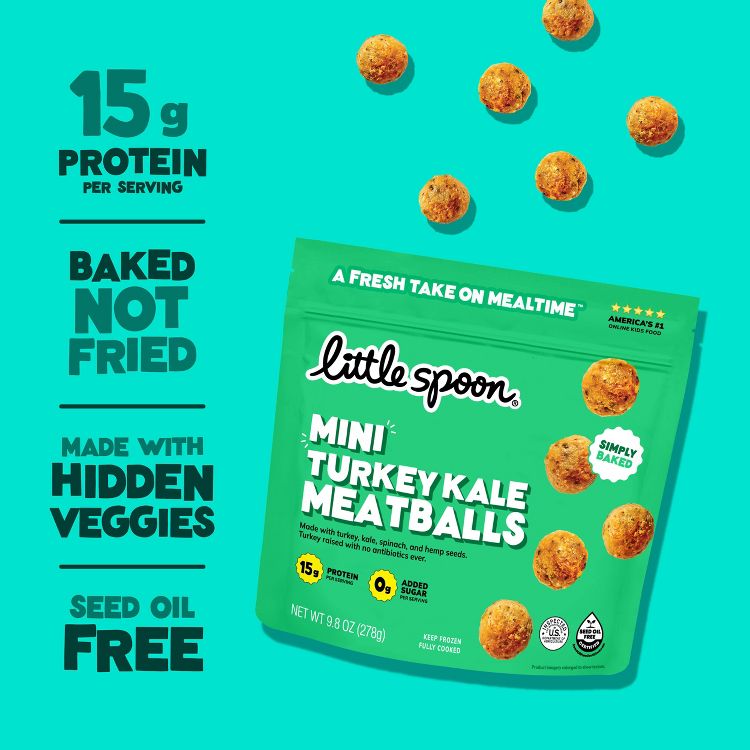 Little Spoon Mini Turkey Kale Meatballs Frozen Kids' Food - 9.8oz, 2 of 6