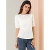 Allegra K Women's Frilled Round Neck Short Sleeve Summer Blouses - 2 of 4