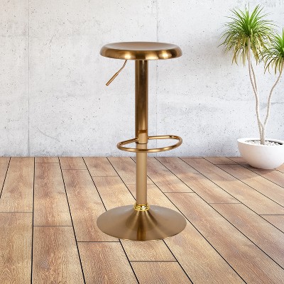 Gold Adjustable Swivel Backless Metal Barstool