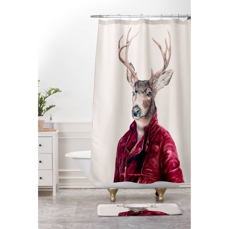 Animal Crew Red Deer Shower Curtain Red - Deny Designs, 4 of 5