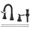 Widespread Two Handle Bathroom Sink Faucet Hole Swivel Spout Pop Up Drain cUPC Hoses - 2 of 3