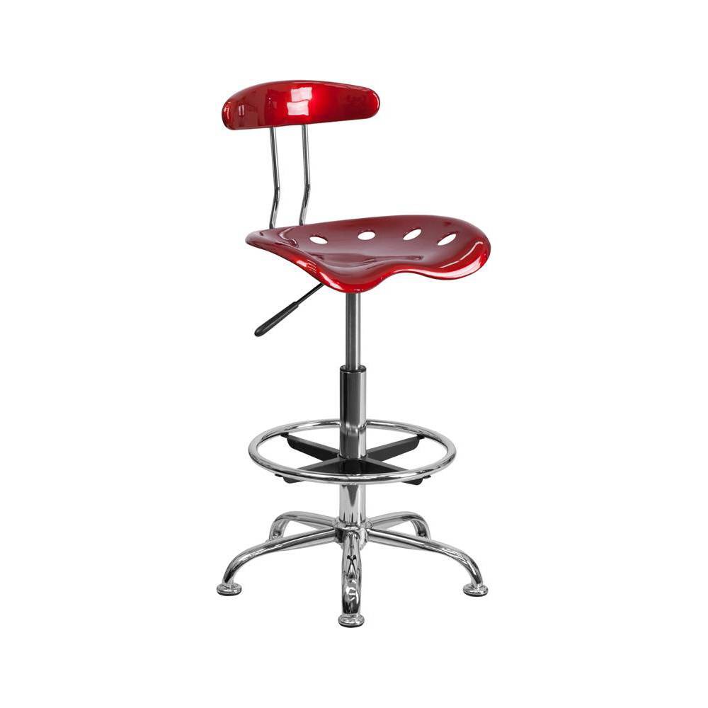 Flash Furniture - Bradley Contemporary Plastic Drafting Stool - Wine Red