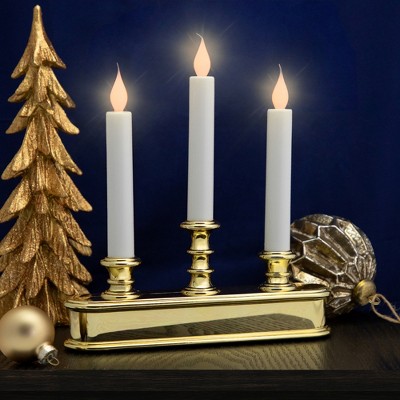 Northlight 3-Light LED Candolier Window Candles - 10" - White and Gold - Set of 4