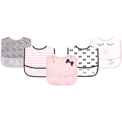 Little Treasure Baby Girl Waterproof PEVA Bibs 5pk, Hello Gorgeous, One Size