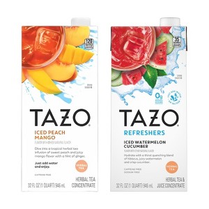 TAZO Herbal Tea Concentrate: Iced Watermelon Cucumber & Iced Peach Mango, 32 fl oz (1ea) - 1 of 4