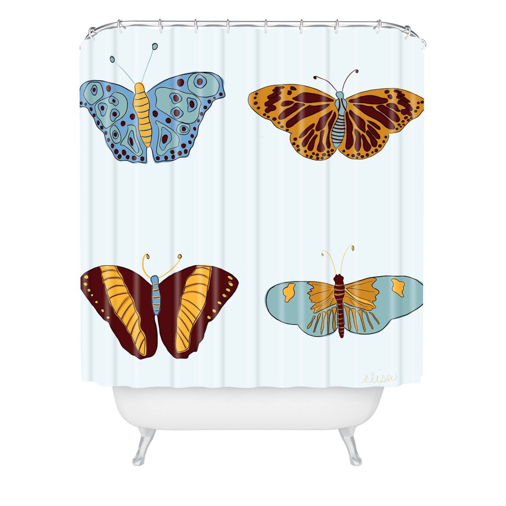 Photos - Shower Curtain Elisa Bell Fall Butterflies  Blue - Deny Designs