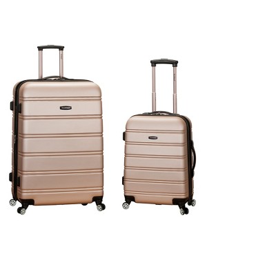 rockland melbourne 2pc abs spinner luggage set