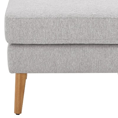 Light Gray Tufted Fabric Loveseat with Ottoman and Wood Legs