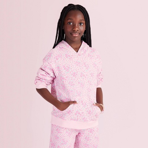 LoveShackFancy x Target Girls' Sophia Roseheart French Terry Hooded Sweatshirt - LoveShackFancy x Target Rose Pink XXL
