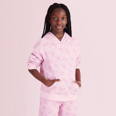 Girls' Sophia Roseheart French Terry Hooded Sweatshirt - LoveShackFancy x Target Rose Pink S