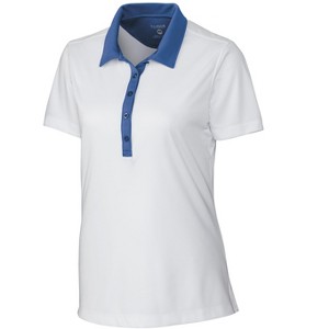 Clique Parma Colorblock Lady Polo Shirt - White/Sea Blue - M - 1 of 2